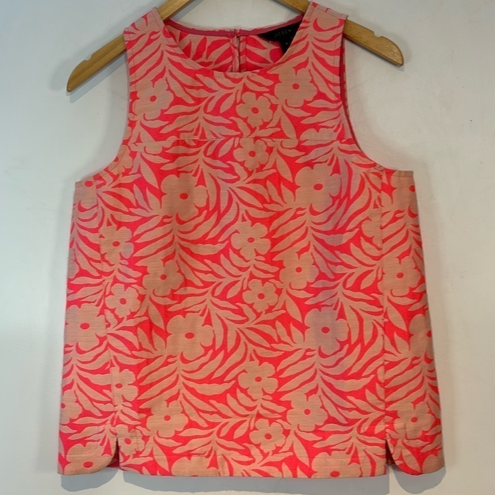 J. Crew Pink Plumeria Floral Jacquard Sleeveless Textured Top Size 4